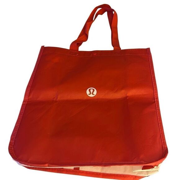 Lululemon Red Reusable Double Strap Carryall Shopper Tote Bag Ladies 16"x 14" - Picture 1 of 10